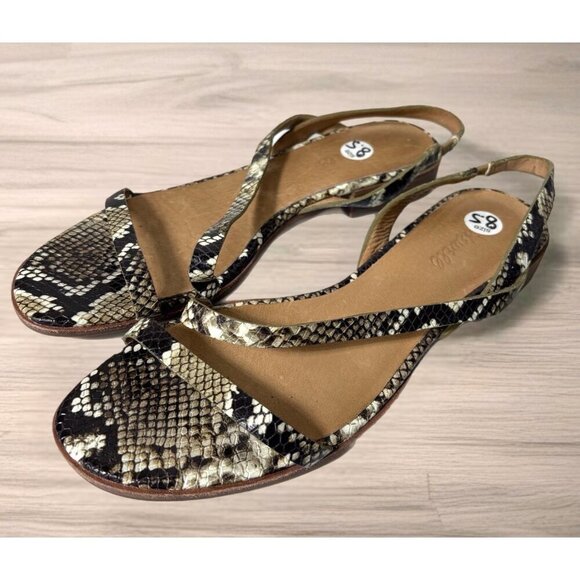 Madewell‎ Heidi Slingback Snake Print Strappy Sandals With Low Block Heel Size 8 - Picture 1 of 5